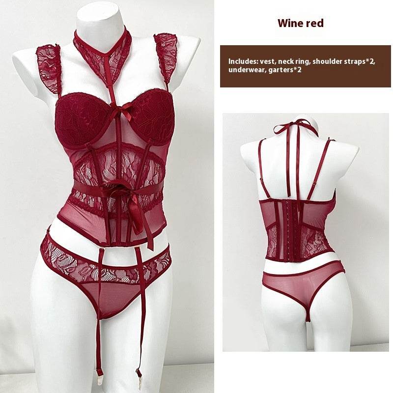 Women's Fishbone Camisole - Wine Red Halter Top with Detachable Straps - Buy Center