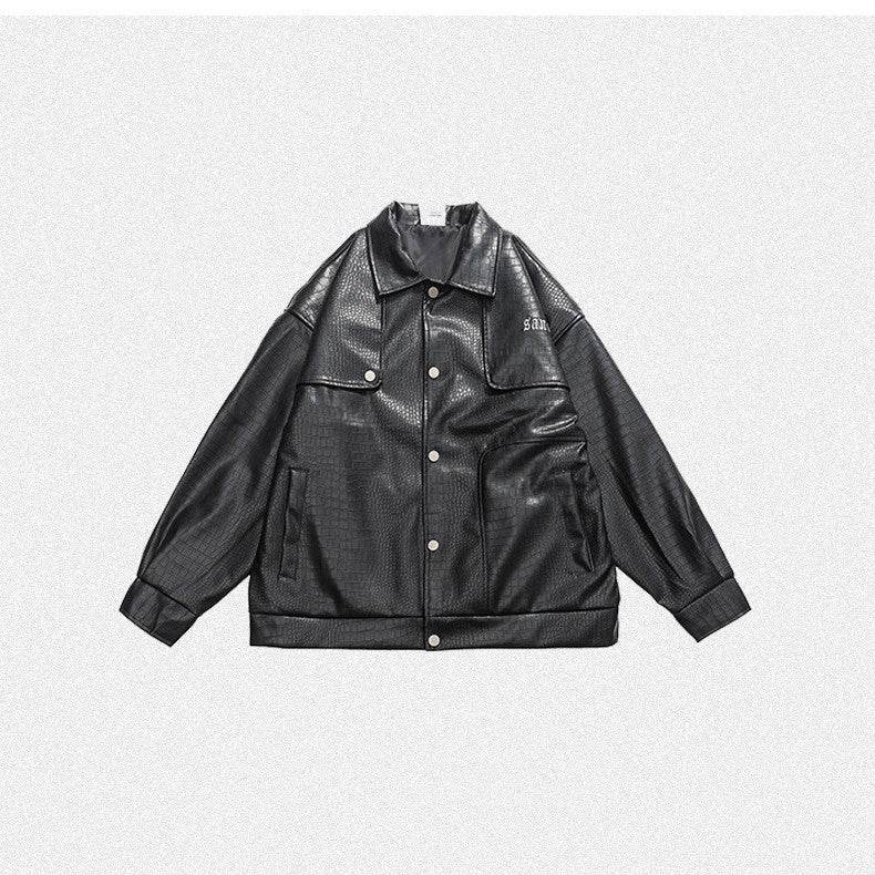 Trendy Men's Loose Polo Collar Jacket - Casual Blazer in Black & White - Buy Center