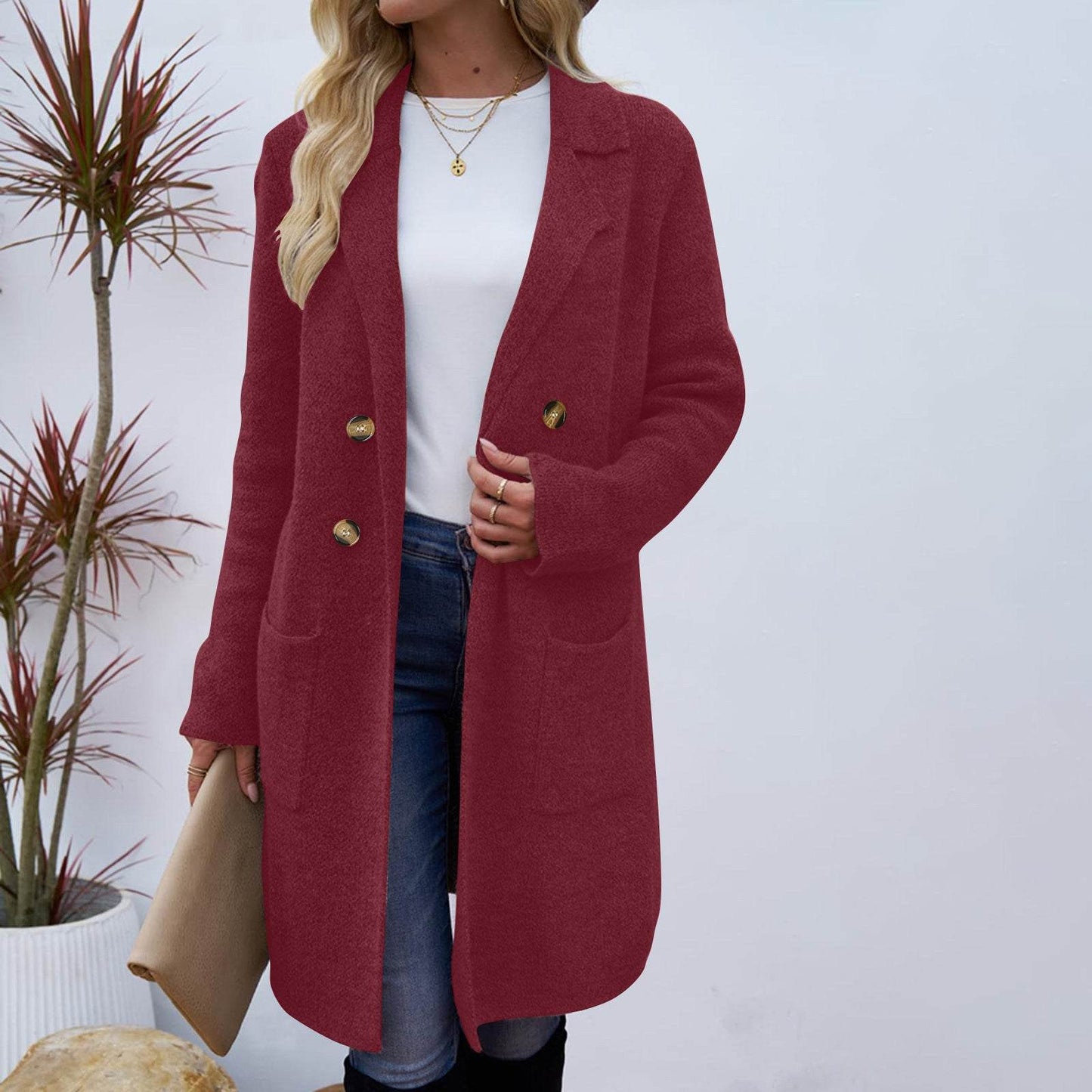 Buycenter Women's Mid-Length Woolen Coat Jacket - All-Match Fashionable Style - Buy Center