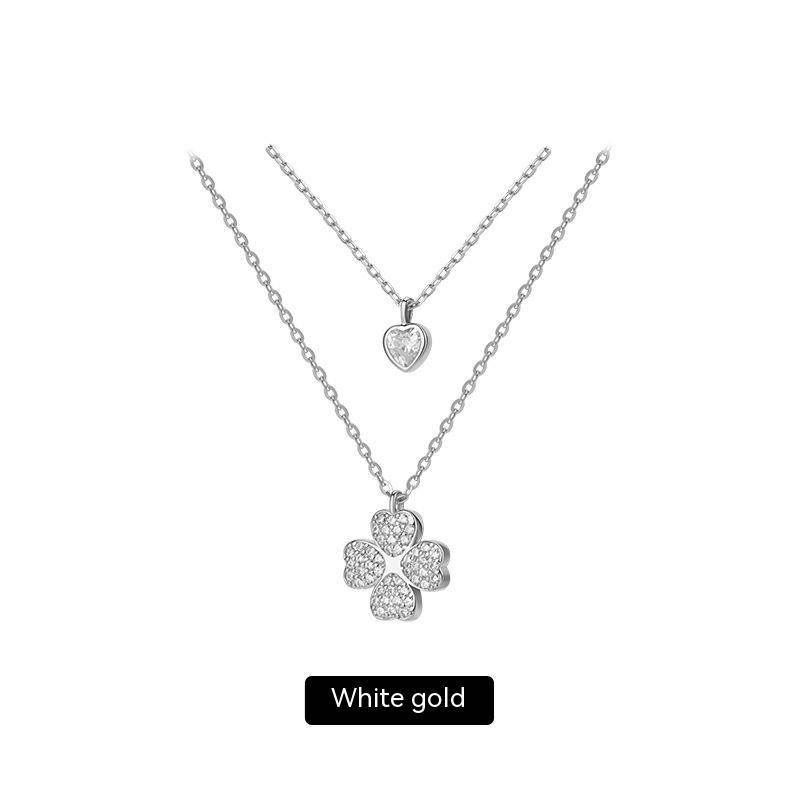 Buycenter Women's Sterling Silver Gold Clover Clavicle Chain Necklace - Buy Center