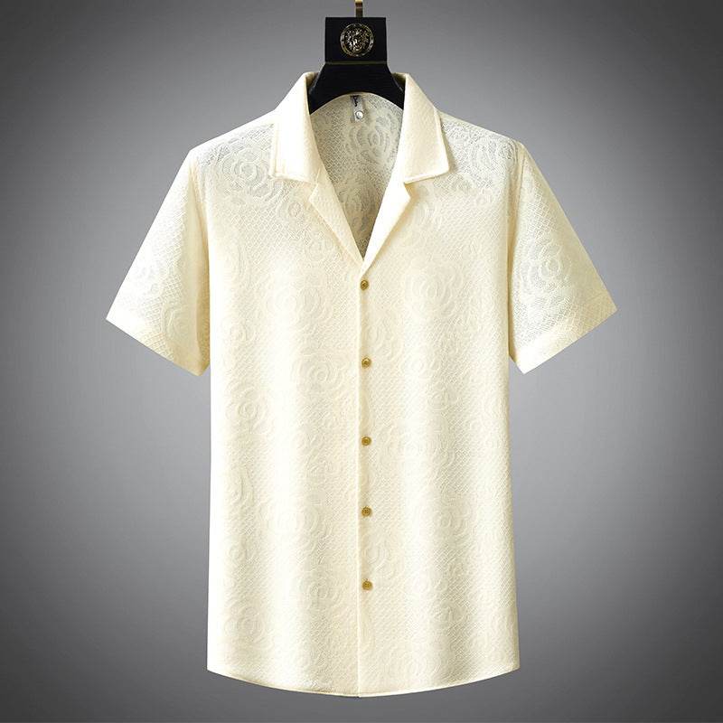 Buycenter Men's Short Sleeve Knitted Shirt - Solid Color, Slim Fit - Buy Center