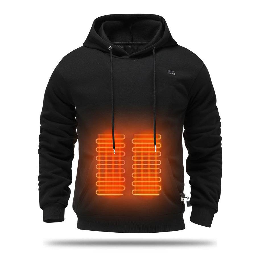 Men's USB Heating Brushed Hoodie - Warm Pullover for Cold Weather 2025 - Buy Center