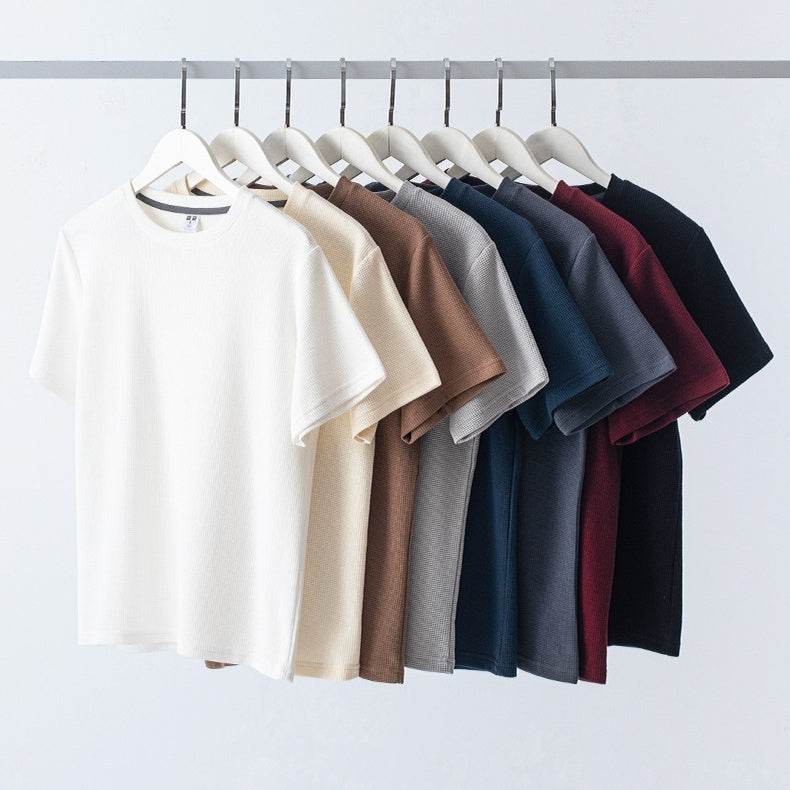 Men's Loose Fit Short-Sleeved T-Shirt - Mercerized Cotton, Solid Colors - Buy Center