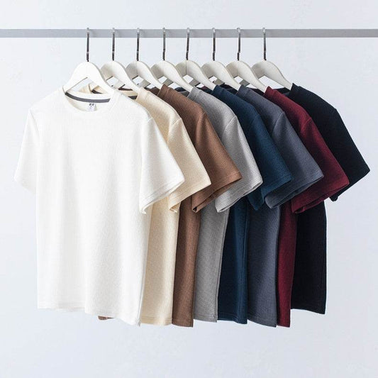 Men's Loose Fit Short-Sleeved T-Shirt - Mercerized Cotton, Solid Colors - Buy Center