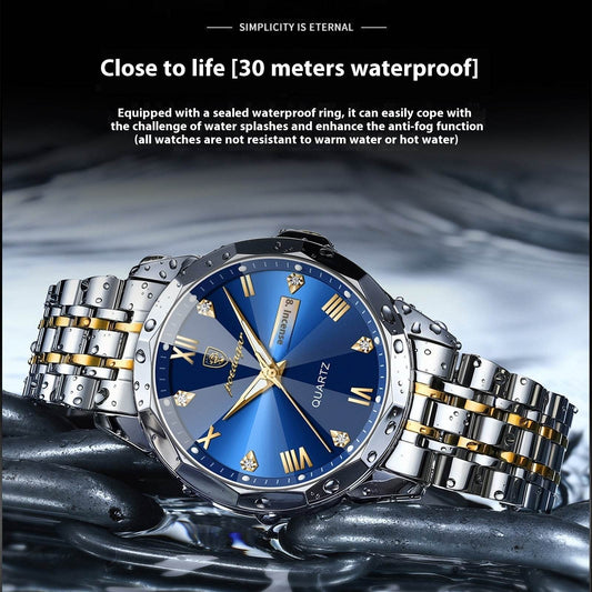 Buycenter Luxury Men's Waterproof Quartz Watch - Super Luminous Elegance - Buy Center