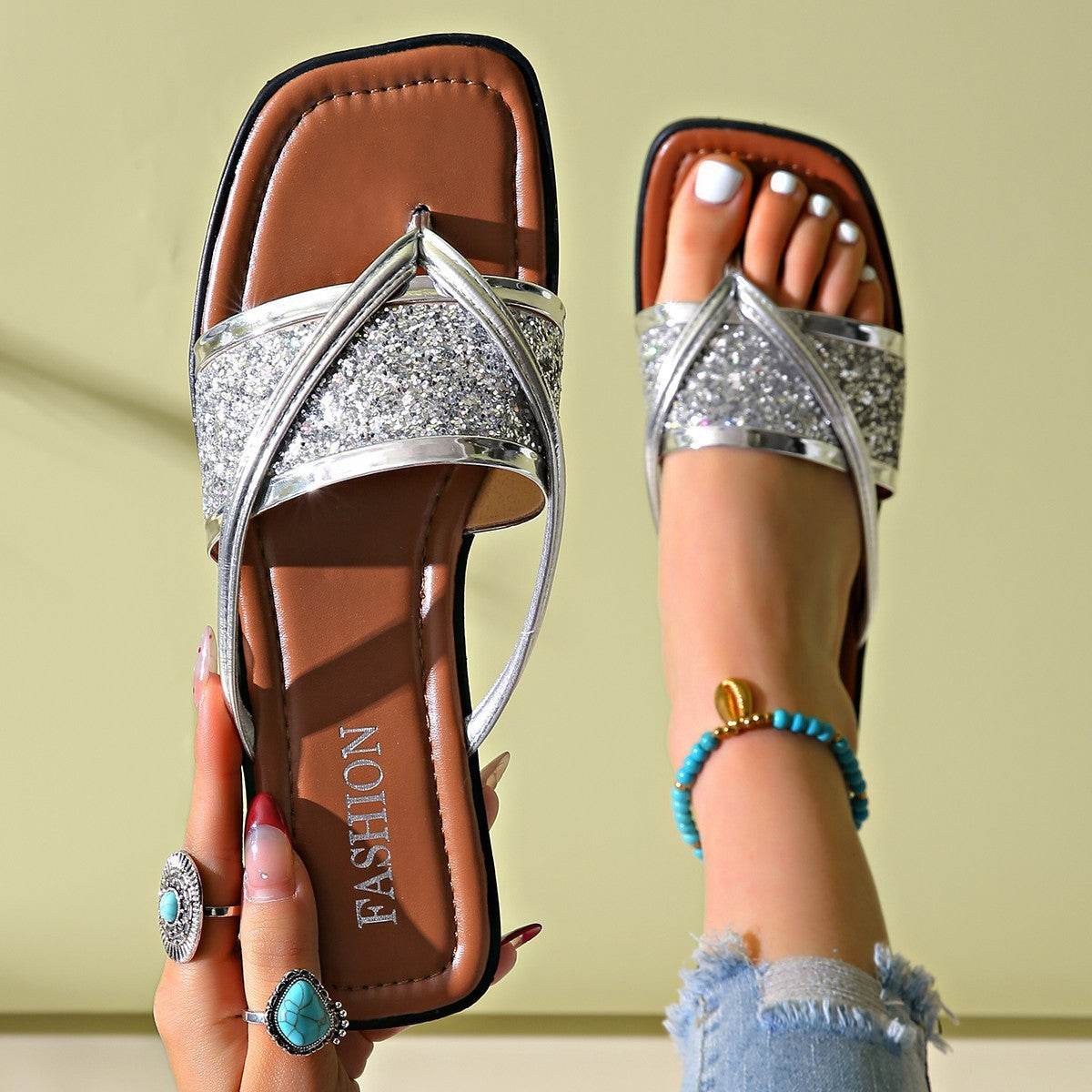 Buycenter Plus Size Woven Clip Toe Slippers - Breathable & Lightweight - Buy Center