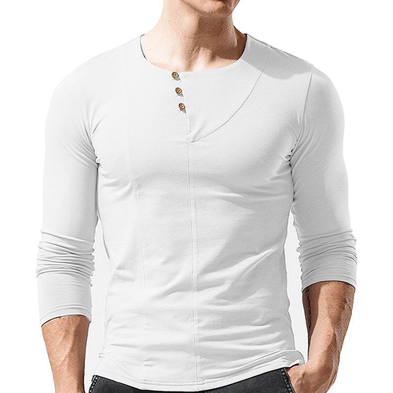 Buycenter Men's Long-Sleeved T-Shirt - Stylish Round Neck, 5 Colors - Buy Center