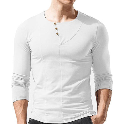 Buycenter Men's Long-Sleeved T-Shirt - Stylish Round Neck, 5 Colors - Buy Center