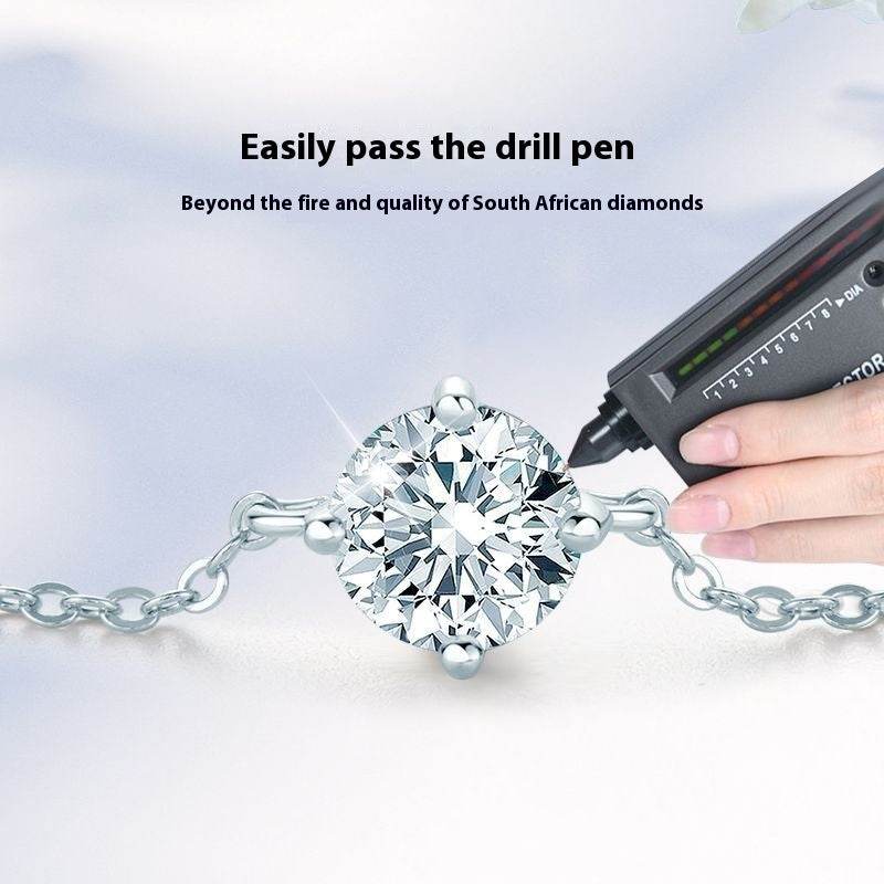 Buy Center Classic Moissanite Bracelet - Elegant 925 Silver Four-Claw Design - Buy Center