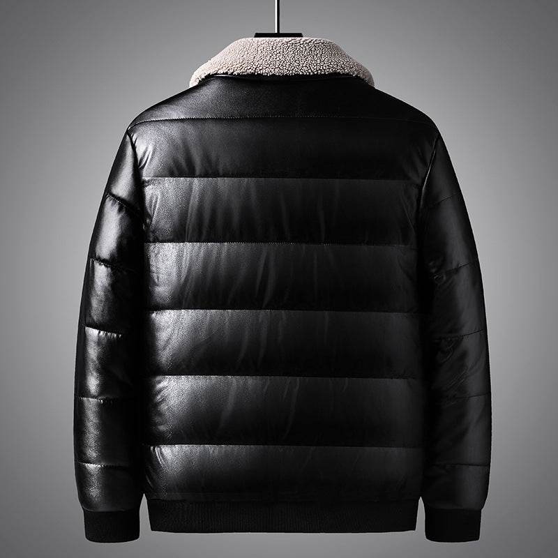 Trendy Men's Winter Jacket - Stylish PU Leather with Lapel Collar - Buy Center