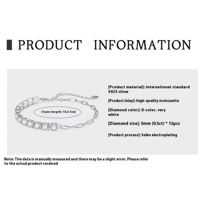 Moissanite Full Diamond Bracelet - High-Grade S925 Sterling Silver for All - Buy Center
