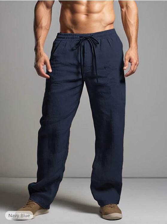 Buycenter Casual Cotton-Linen Drawstring Pants - Breathable & Comfortable - Buy Center