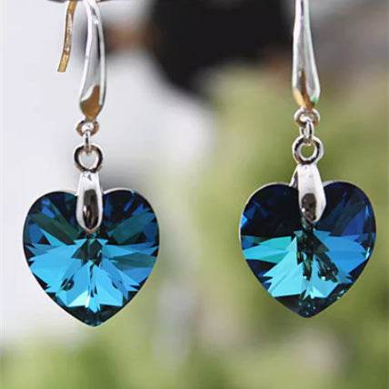 Love Earrings in 925 Silver - Elegant Blue & White for Women - Buy Center