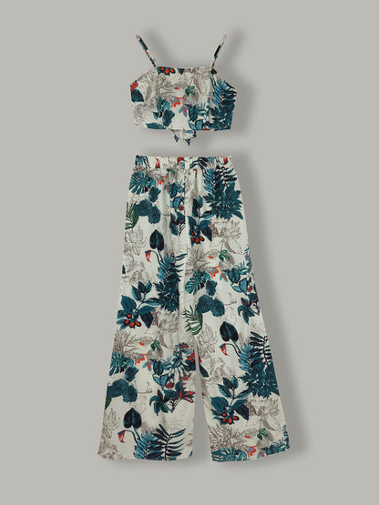 Tropical Print Camisole Set - Elegant Wide-Leg Pants for Summer - Buy Center