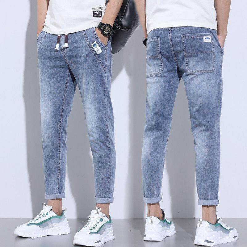 Stretch Denim Casual Men's Trousers - Lightweight & Mid Waist Design - Buy Center