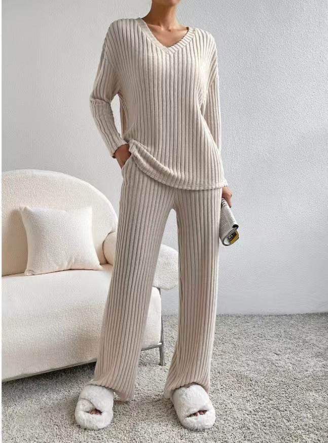 Buycenter Fashion V-Neck Knitting Jumpsuit - Loose Fit, Casual Style - Buy Center
