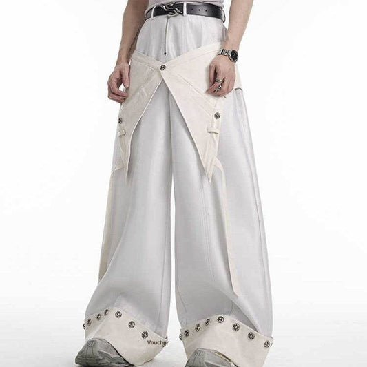 Buycenter Punk Casual Pantskirt - Mid-High Waist Straight Leg Trousers - Buy Center
