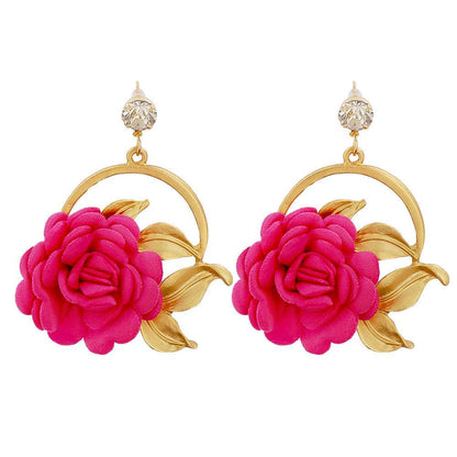 Colorful Ear Hanging Cloth Flower Earrings - Trendy Modern Styles 2025 - Buy Center
