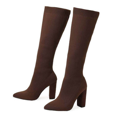 Buycenter Thigh High Heeled Boots for Women - Solid Color, Super High Heel - Buy Center