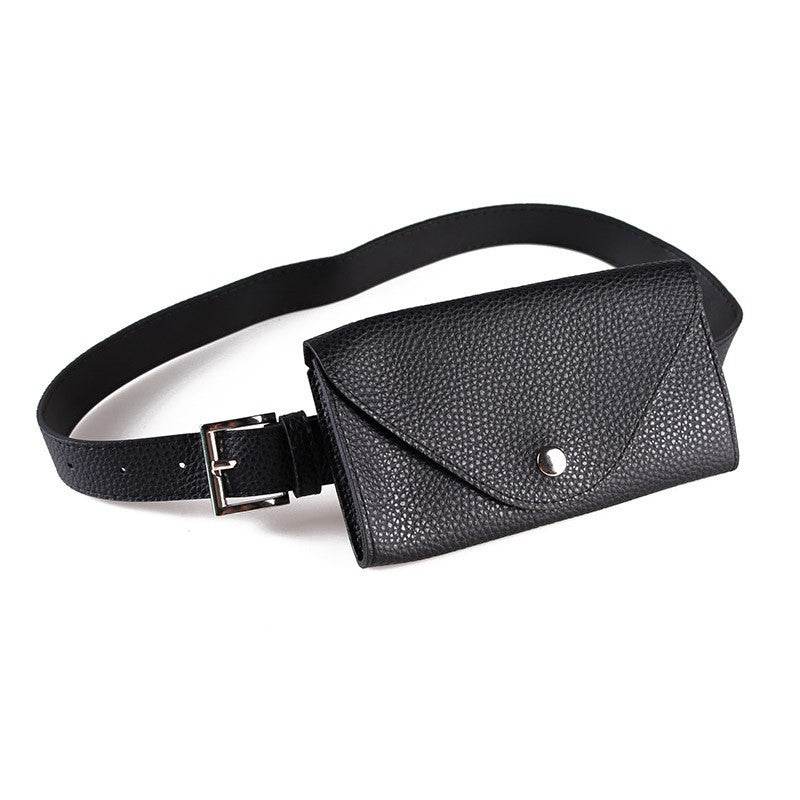 Litchi Pattern Mobile Phone Waist Bag - Stylish Imitation Leather Belt Bag - Buy Center