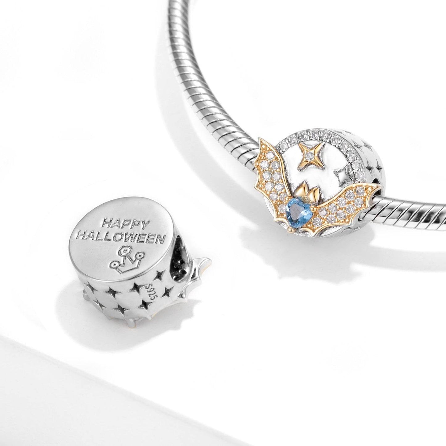 Sparkling Bat Beads - 925 Silver Halloween Jewelry Crafting Accessory - Buy Center