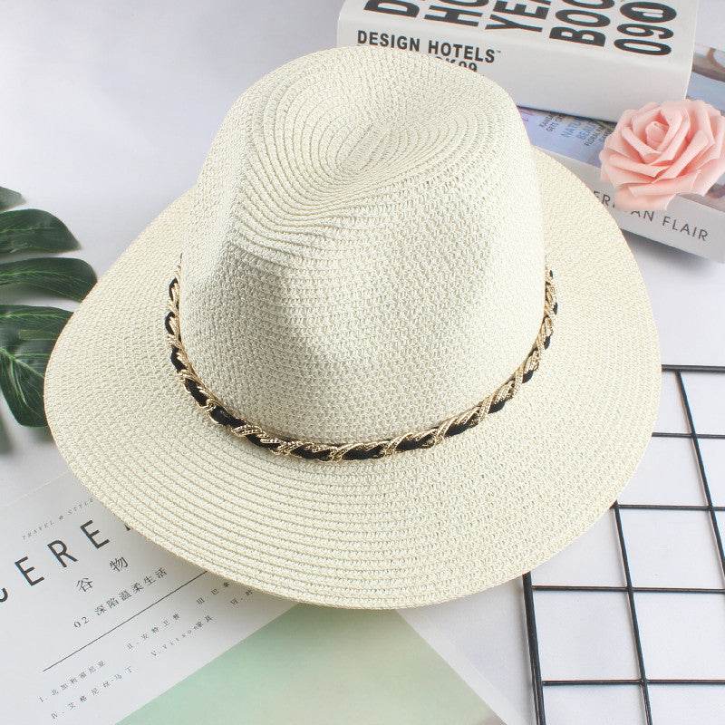 Buycenter Women's Summer Jazz Beach Hat - Stylish Straw Baseball Cap - Buy Center