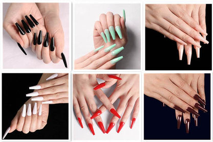 Long Coffin Fake Nails - Vibrant Colors, Easy Application Nail Art - Buy Center
