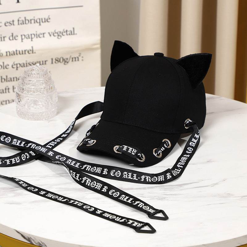 Adjustable Velvet Cat Ears Baseball Hat - Cotton Fashion Accessory for Cat Lovers - Buy Center