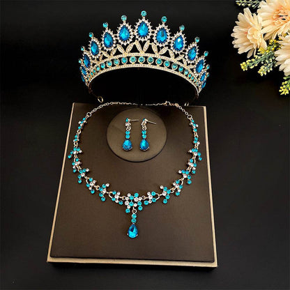 Buy Center Bridal Crown Three Piece Set - Gold-Plated Necklaces & Earrings - Buy Center