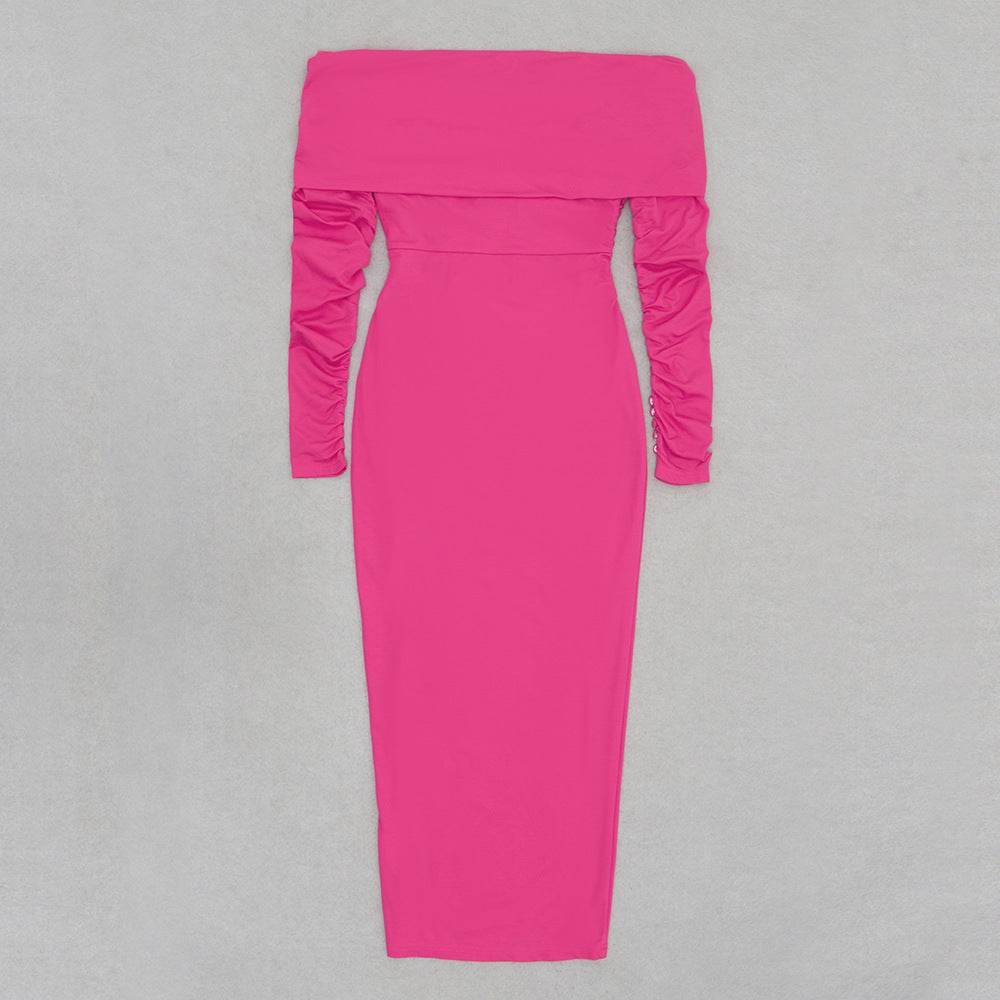 Buycenter Slim Long Dress - Wrinkled Gentle Style for Evening Wear - Buy Center