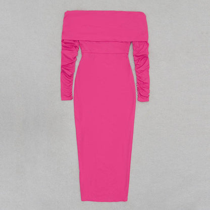 Buycenter Slim Long Dress - Wrinkled Gentle Style for Evening Wear - Buy Center