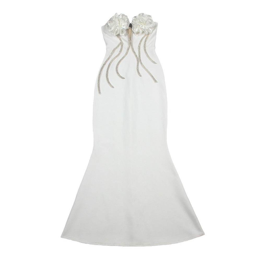 Elegant Temperament Evening Dress - Flower Chain Strapless Style 2025 - Buy Center