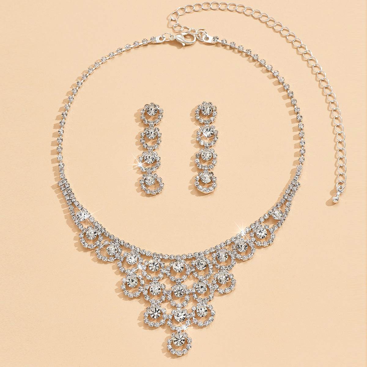 Women's Rhinestone Necklace & Earrings Set - Elegant Marine Life Design - Buy Center