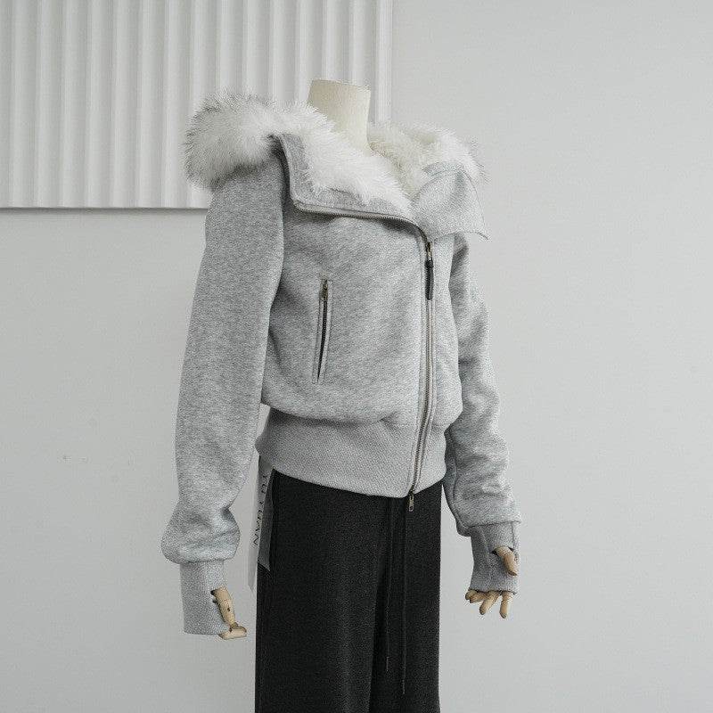 Hooded Fur Collar Plush Cotton Coat - Stylish & Comfortable Outerwear 2025 - Buy Center