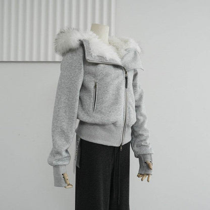 Hooded Fur Collar Plush Cotton Coat - Stylish & Comfortable Outerwear 2025 - Buy Center