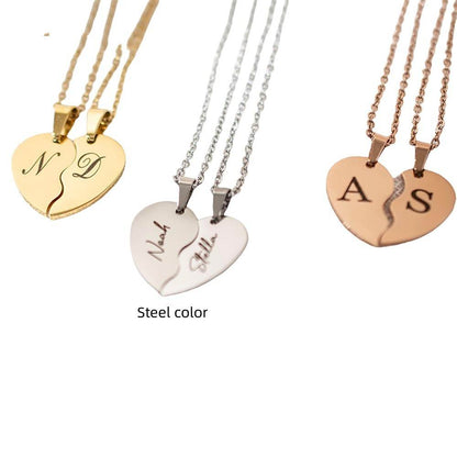 Personalized Stainless Steel Heart Necklace - Gold/Rose Gold Elegance - Buy Center