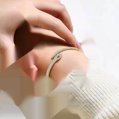 Elegant Golden Silver Snake Bracelet for Women - Adjustable Open-Ended Design - Buy Center