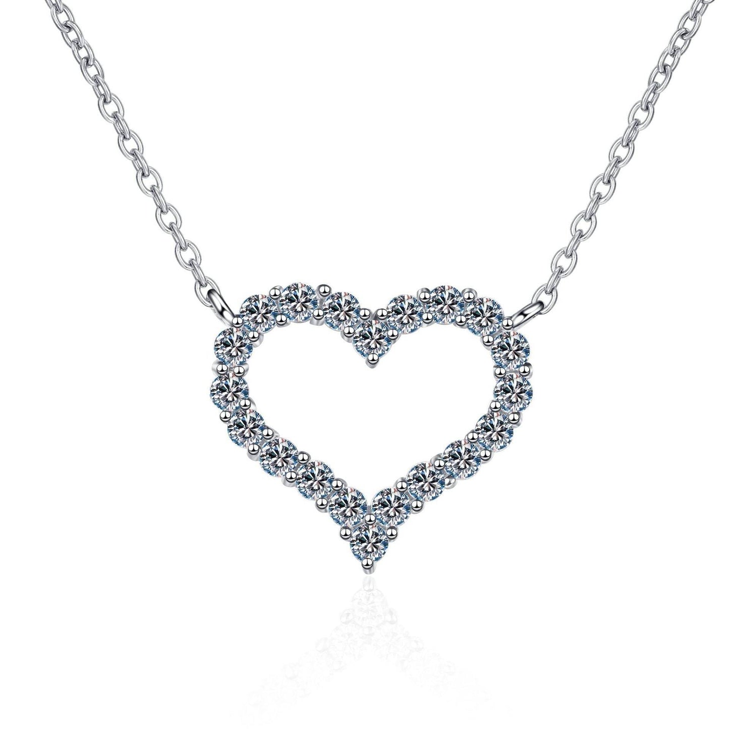 Buycenter Heart Shape Necklace for Women - 925 Silver Moissanite Pendant - Buy Center