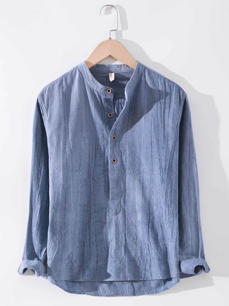 Buycenter Long Sleeved Linen Shirt - Retro Stand Up Collar Style 2025 - Buy Center