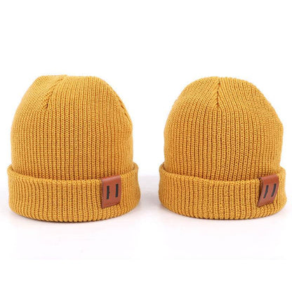 Casual Leather Knitted Baby Cap - Stylish Thermal Beanie for All Ages - Buy Center
