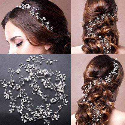 Elegant Bridal Hair Accessories - Crystal Pearl Long Hair Band for Weddings - Buy Center