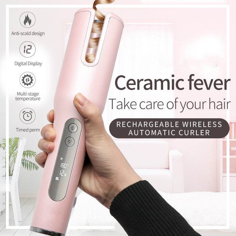 Wireless Automatic Curler - Ceramic Heat, LCD Screen & USB Rechargeable - Buy Center