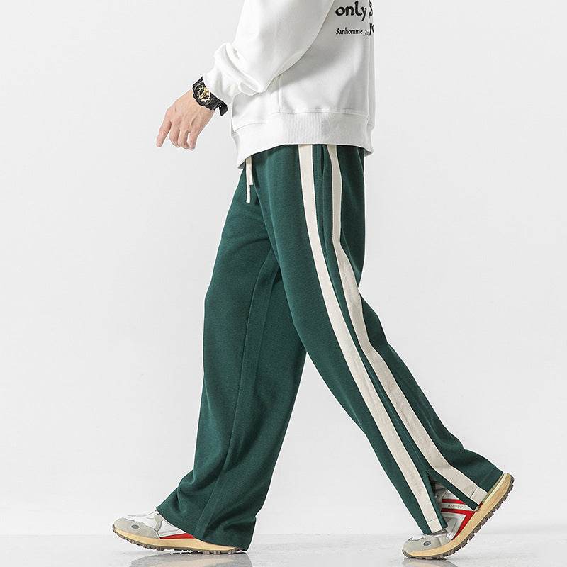 Thin Striped Casual Pants for Men - Mid Waist, Loose Fit Trousers - Buy Center