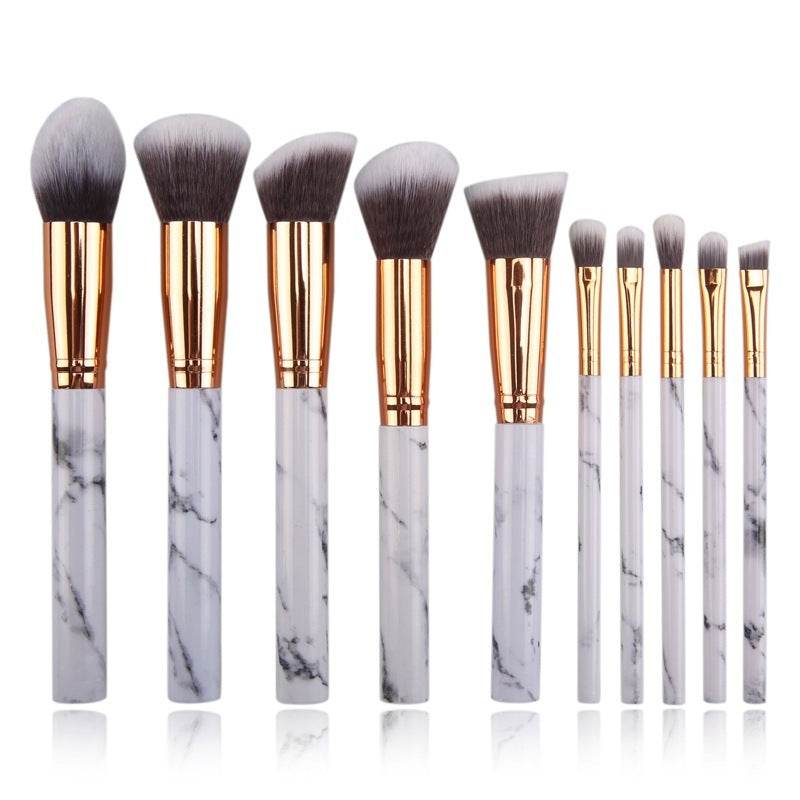 10 Marble Makeup Brush Set - Essential Premium Brushes for Flawless Looks - Buy Center