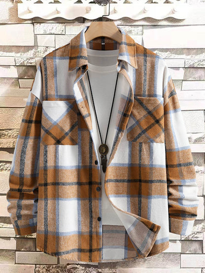 Buycenter Men's Autumn Plaid Coat - Trendy Loose Fit Blazer for Fall - Buy Center
