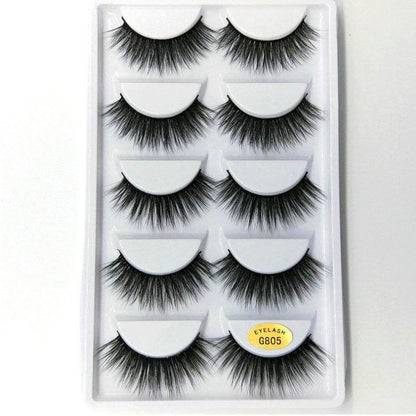 Luxurious 3D Mink Hair False Eyelashes - 5 Pairs for Stunning Volume - Buy Center