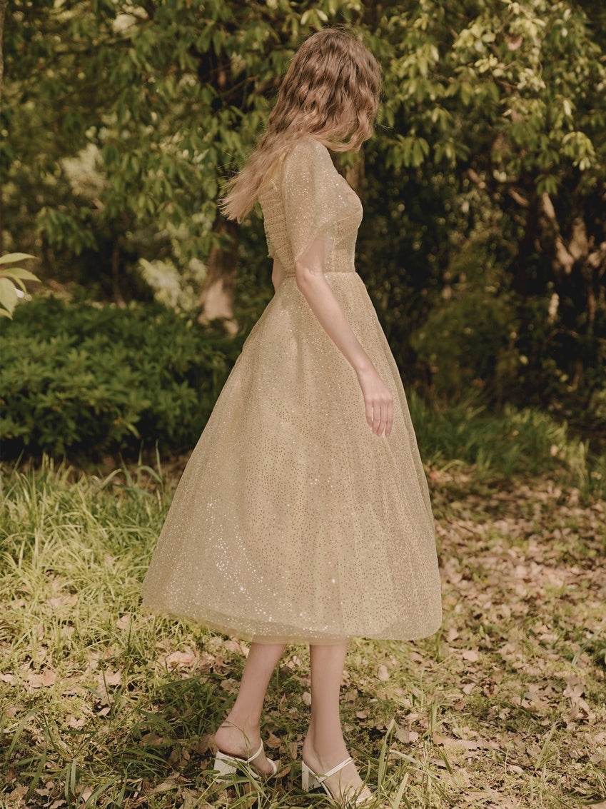 Buycenter Mid-Length Bridesmaid Skirt - Elegant Champagne Gold Design - Buy Center