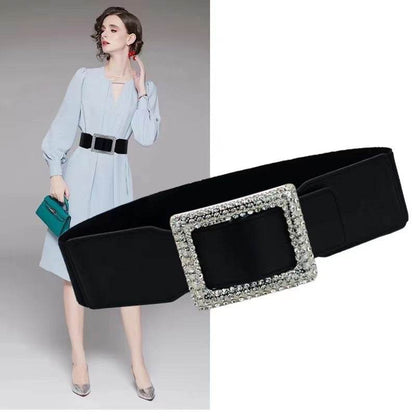 Stylish Wide Belt with Square Buckle - Bohemian & Retro Chic Accessory - Buy Center