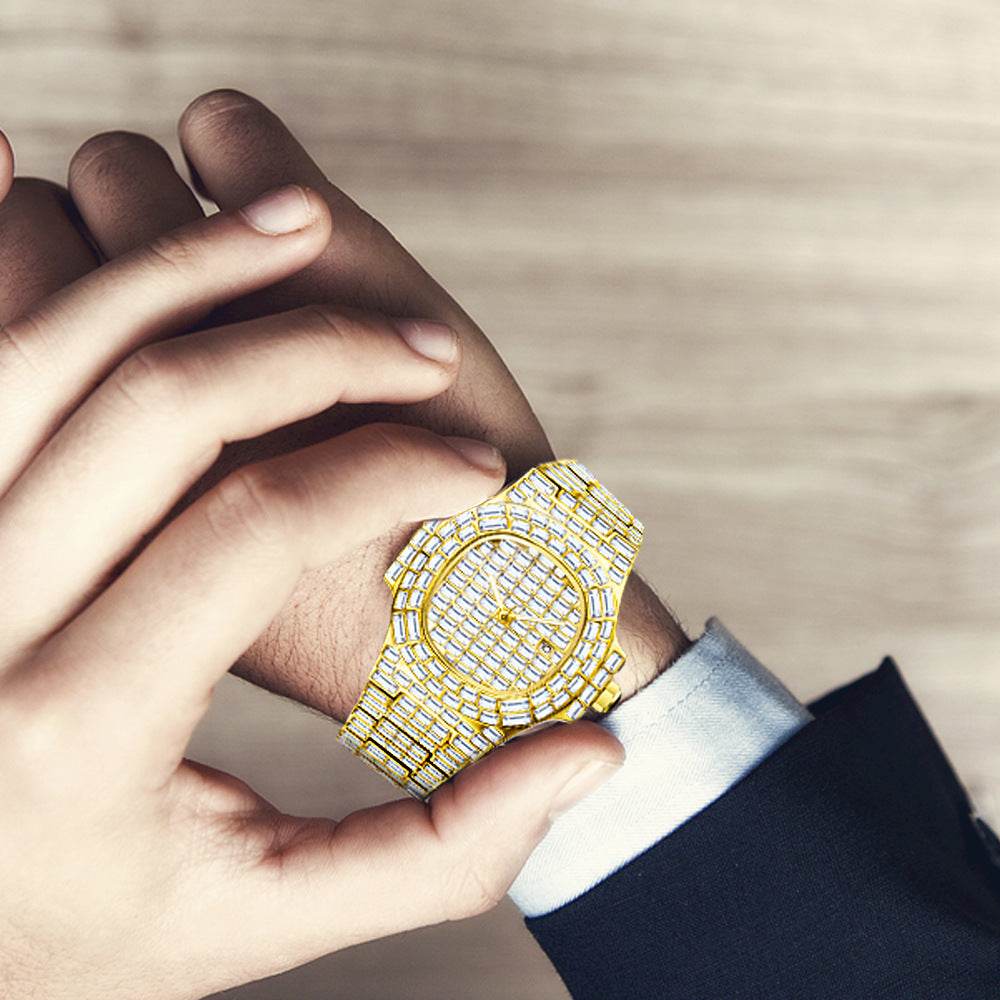 High-Grade Waterproof Calendar Watch for Men - Stylish Full Drill Design - Buy Center