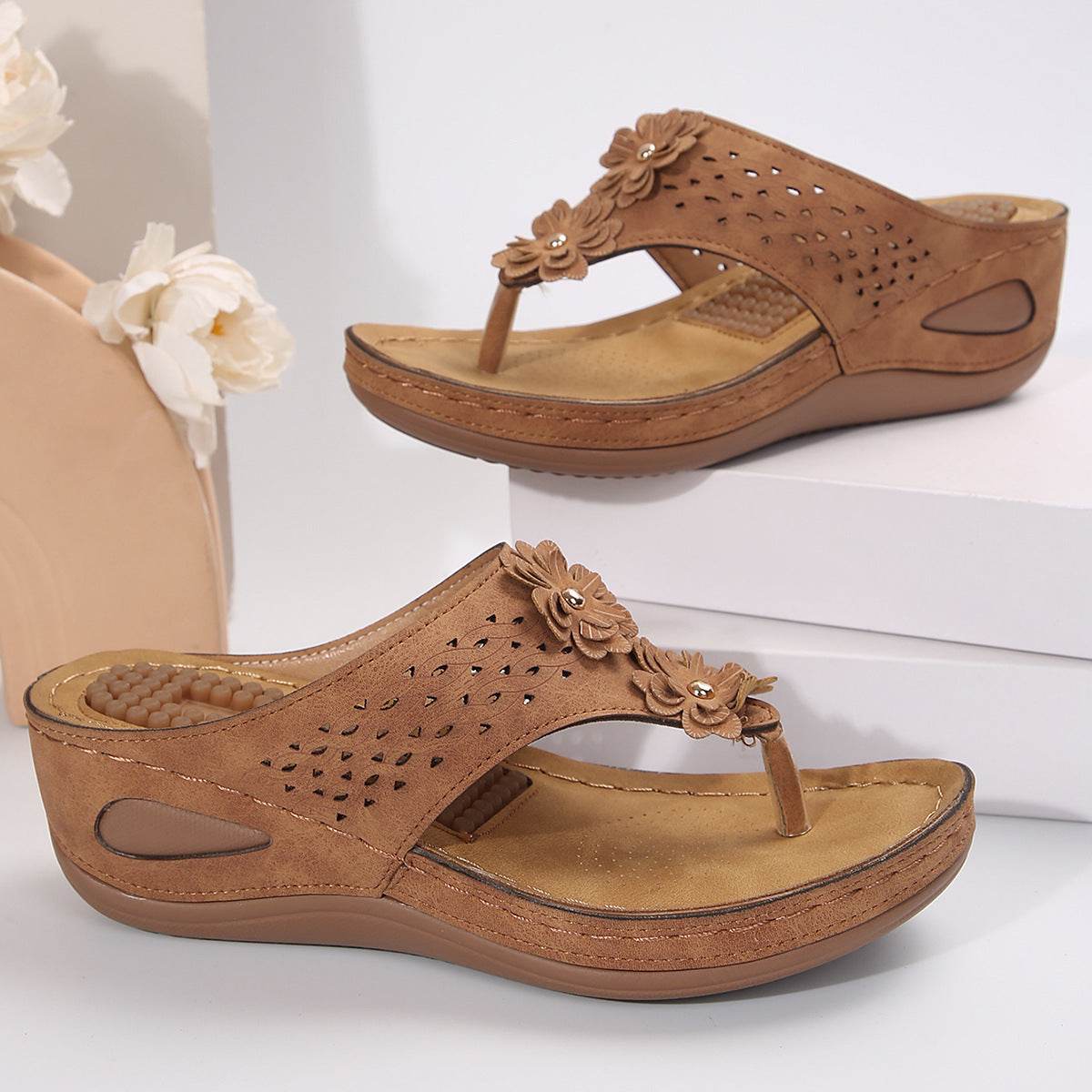 Buycenter Casual Wedge Flip-Flops - Stylish Beach Shoes for Women - Buy Center